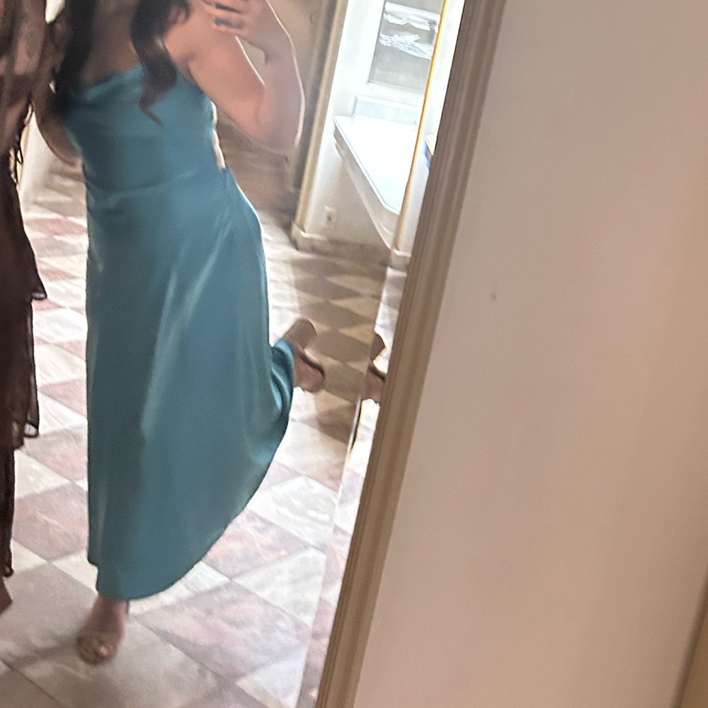 Princess Polly Blue Celena Satin Open Backp Midi Dress - Picture 7 of 11